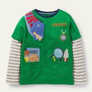 ISO Mini Boden Kids' Occupational Appliqué Long Sleeve T-shirt Paleontologist